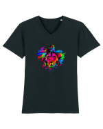 Lion Leo in culori Tricou mânecă scurtă guler V Bărbat Presenter