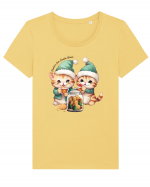 cu pisici de Craciun - Cookies for Santa Claus Tricou mânecă scurtă guler larg fitted Damă Expresser
