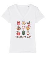 retro de Craciun - Festive AF Tricou mânecă scurtă guler V Damă Evoker