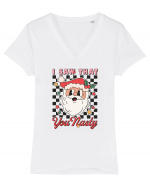 retro de Craciun - I saw that you nasty Tricou mânecă scurtă guler V Damă Evoker