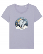 Elefant pe nori Tricou mânecă scurtă guler larg fitted Damă Expresser