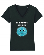 1% BADASS 99% PUF Tricou mânecă scurtă guler V Damă Evoker