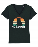 pt iubitorii de pisici - The Catfather v2 Tricou mânecă scurtă guler V Damă Evoker