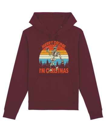 Merry Drunk I'm Christmas Funny Drunk Skeleton Burgundy