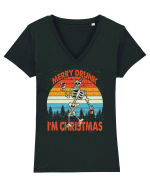 Merry Drunk I'm Christmas Funny Drunk Skeleton Tricou mânecă scurtă guler V Damă Evoker