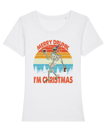 Merry Drunk I'm Christmas Funny Drunk Skeleton White