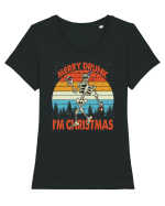 Merry Drunk I'm Christmas Funny Drunk Skeleton Tricou mânecă scurtă guler larg fitted Damă Expresser