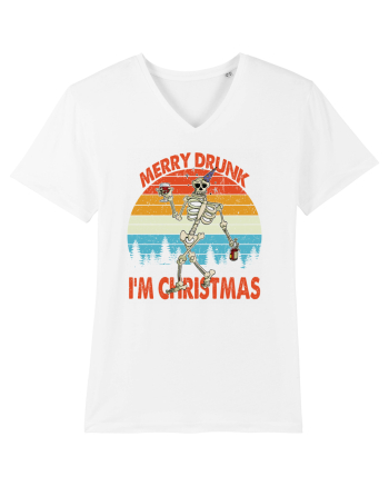 Merry Drunk I'm Christmas Funny Drunk Skeleton White