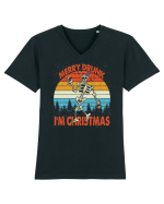 Merry Drunk I'm Christmas Funny Drunk Skeleton Tricou mânecă scurtă guler V Bărbat Presenter