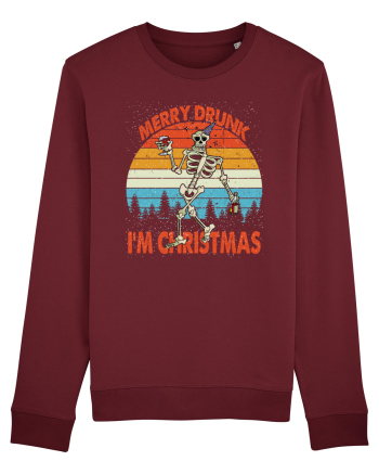 Merry Drunk I'm Christmas Funny Drunk Skeleton Burgundy