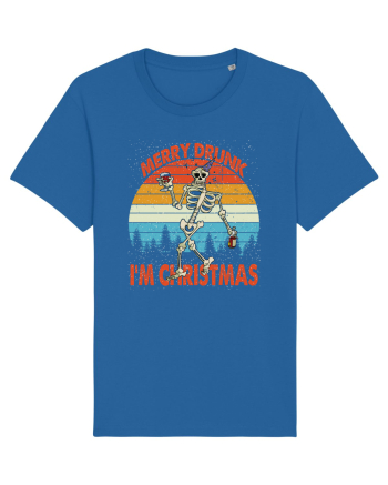 Merry Drunk I'm Christmas Funny Drunk Skeleton Royal Blue