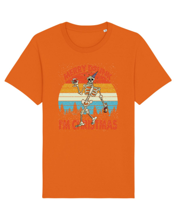 Merry Drunk I'm Christmas Funny Drunk Skeleton Bright Orange