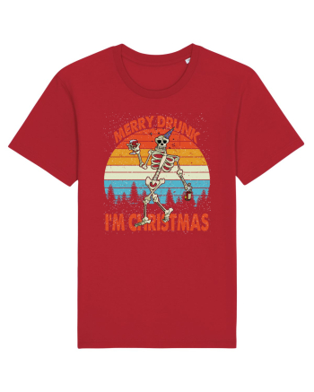 Merry Drunk I'm Christmas Funny Drunk Skeleton Red