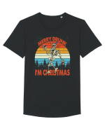 Merry Drunk I'm Christmas Funny Drunk Skeleton Tricou mânecă scurtă guler larg Bărbat Skater