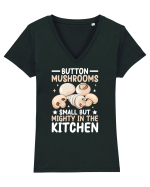Button mushrooms small but mighty in the kitchen Tricou mânecă scurtă guler V Damă Evoker