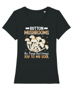 Button mushrooms the fungi that brings joy to my soul Tricou mânecă scurtă guler larg fitted Damă Expresser