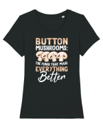 Button mushrooms the fungi that make everything better Tricou mânecă scurtă guler larg fitted Damă Expresser