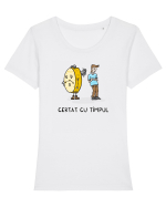 Certat cu timpul Tricou mânecă scurtă guler larg fitted Damă Expresser