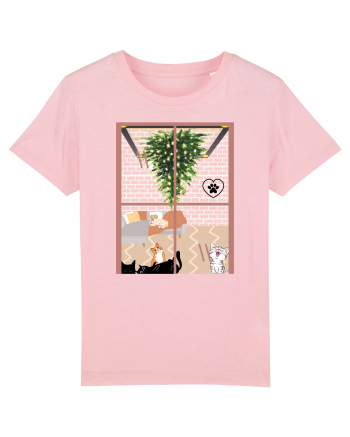 Cats and dog christmas Cotton Pink