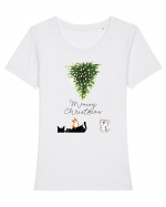 Meowy CHRISTMAS Tricou mânecă scurtă guler larg fitted Damă Expresser