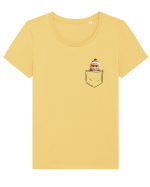 de Crăciun cu pisică in buzunar v03 Tricou mânecă scurtă guler larg fitted Damă Expresser