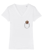 de Crăciun cu pisică in buzunar v07 Tricou mânecă scurtă guler V Damă Evoker