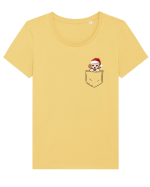 de Crăciun cu cățel in buzunar - Bichon Frise Tricou mânecă scurtă guler larg fitted Damă Expresser