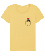 de Crăciun cu cățel in buzunar - Bulldog francez Tricou mânecă scurtă guler larg fitted Damă Expresser