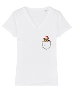 de Crăciun cu cățel in buzunar - Yorkshire Terrier Tricou mânecă scurtă guler V Damă Evoker