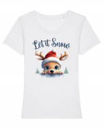 de Craciun cu pui de ren - Let it snow Tricou mânecă scurtă guler larg fitted Damă Expresser