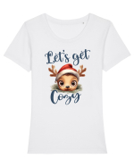 de Craciun cu pui de ren - Let s get cozy Tricou mânecă scurtă guler larg fitted Damă Expresser