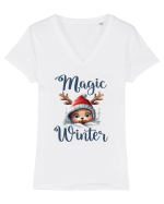 de Craciun cu pui de ren - Magic winter Tricou mânecă scurtă guler V Damă Evoker