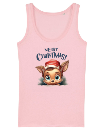de Craciun cu pui de ren - Merry Christmas Little Reindeer Cotton Pink