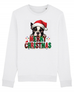 cu urări de Crăciun si cățel Boston Terrier Bluză mânecă lungă Unisex Rise