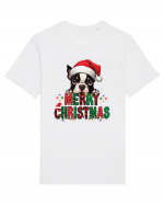 cu urări de Crăciun si cățel Boston Terrier Tricou mânecă scurtă Unisex Rocker