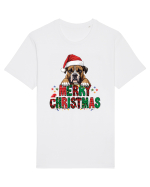 cu urări de Crăciun si cățel Boxer Tricou mânecă scurtă Unisex Rocker