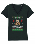 amuzant cu motive de Crăciun - Christmas is coming Tricou mânecă scurtă guler V Damă Evoker