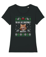 amuzant cu motive de Crăciun - You no like Christmas Tricou mânecă scurtă guler larg fitted Damă Expresser