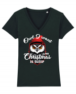 Owl I want for Christmas is sleep Tricou mânecă scurtă guler V Damă Evoker