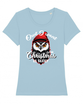 Owl I want for Christmas is sleep Sky Blue