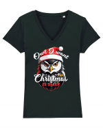 Owl I want for Christmas is sleep Tricou mânecă scurtă guler V Damă Evoker