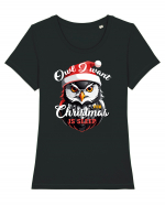 Owl I want for Christmas is sleep Tricou mânecă scurtă guler larg fitted Damă Expresser
