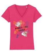 BUBBLE TEA LOVER Tricou mânecă scurtă guler V Damă Evoker