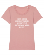 Do something about natural stupidity Tricou mânecă scurtă guler larg fitted Damă Expresser