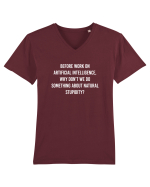 Do something about natural stupidity Tricou mânecă scurtă guler V Bărbat Presenter