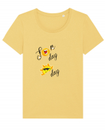 Sunny Funny Sunday  Tricou mânecă scurtă guler larg fitted Damă Expresser