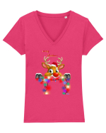 Merry Deery Christmas Tricou mânecă scurtă guler V Damă Evoker