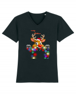 Merry Deery Christmas Tricou mânecă scurtă guler V Bărbat Presenter