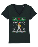 amuzant cu motive de Crăciun - The snow must go on Tricou mânecă scurtă guler V Damă Evoker