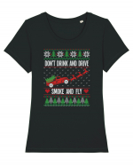 amuzant cu motive de Crăciun - Do not drink and drive Tricou mânecă scurtă guler larg fitted Damă Expresser